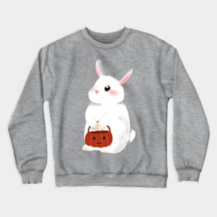 White Rabbit ready to Treat or Trick _ Bunniesmee Halloween Design Crewneck Sweatshirt